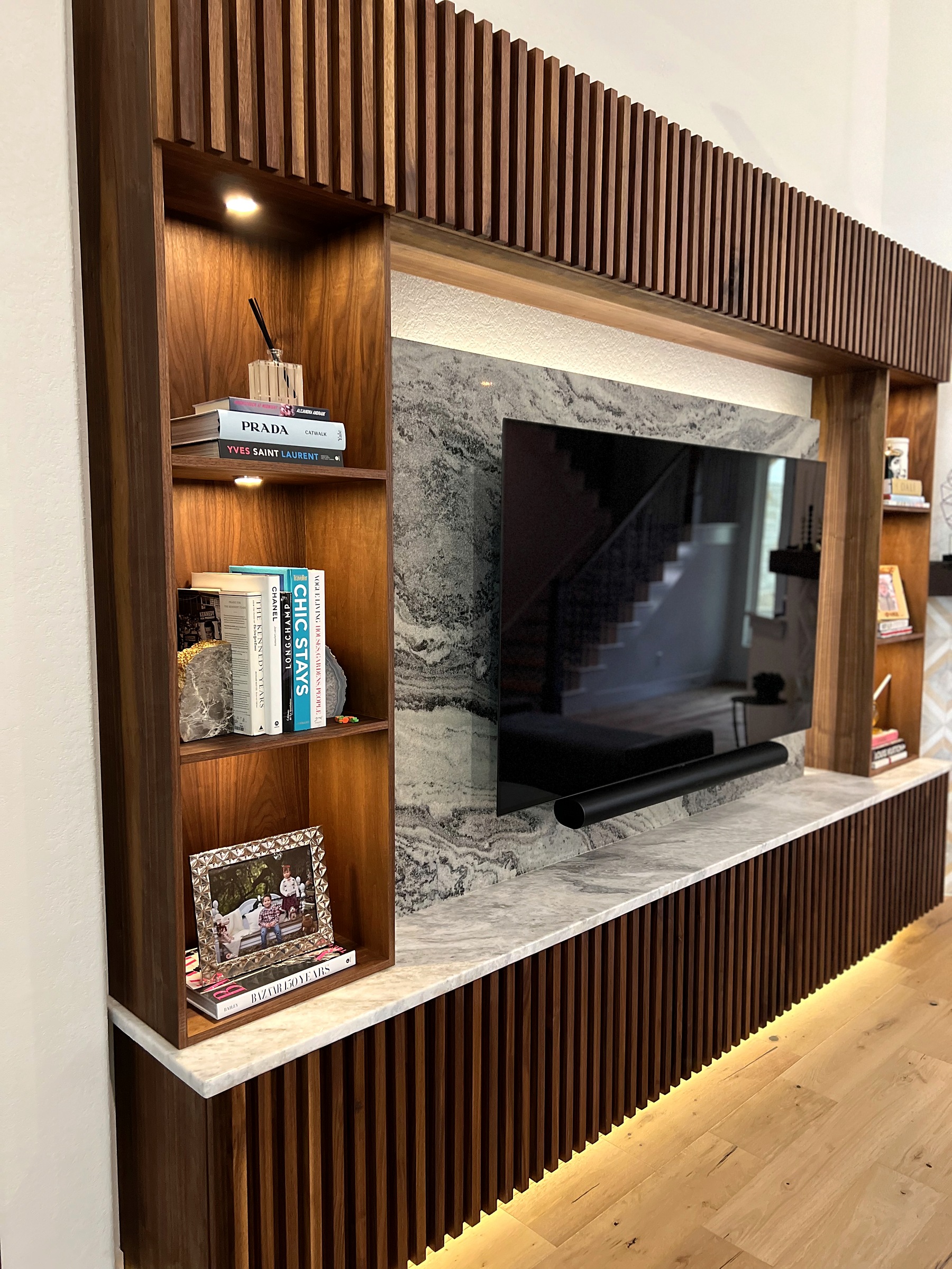 Walnut media wall