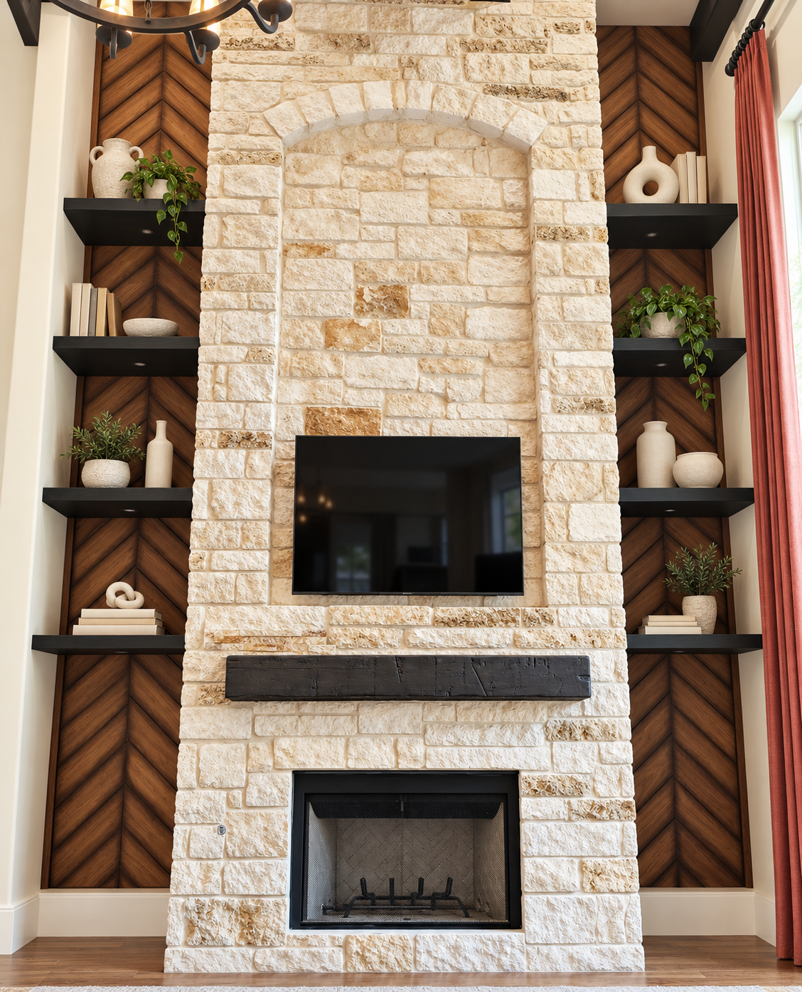 Stone & patterned timber